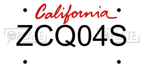 ZCQ04S California License Plate