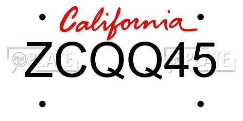 ZCQQ45 California License Plate