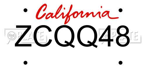 ZCQQ48 California License Plate