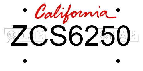 ZCS6250 California License Plate