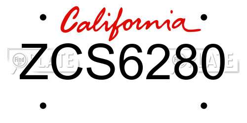 ZCS6280 California License Plate