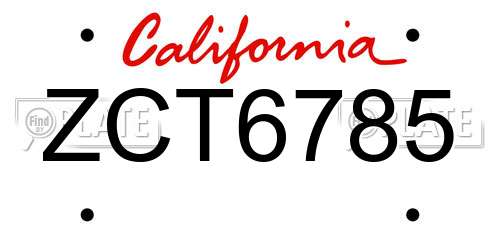 ZCT6785 California License Plate