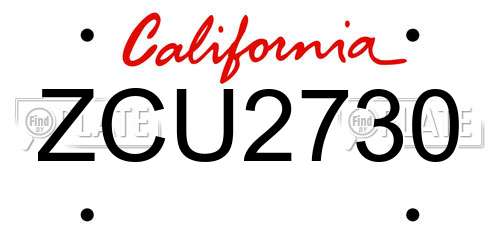 ZCU2730 California License Plate