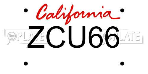 ZCU66 California License Plate