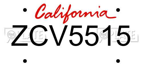 ZCV5515 California License Plate
