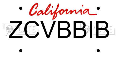 ZCVBBIB California License Plate