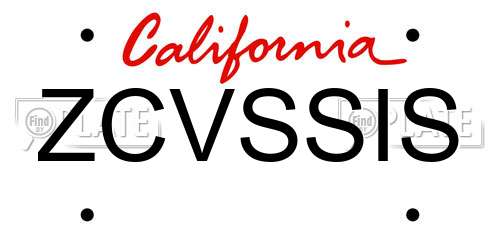 ZCVSSIS California License Plate