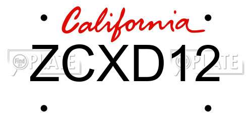 ZCXD12 California License Plate