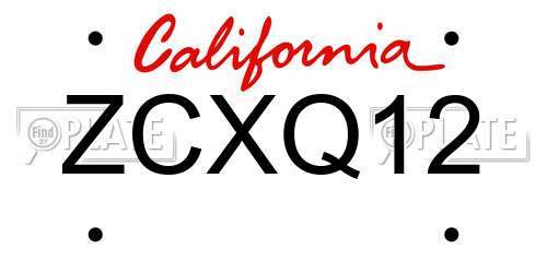 ZCXQ12 California License Plate