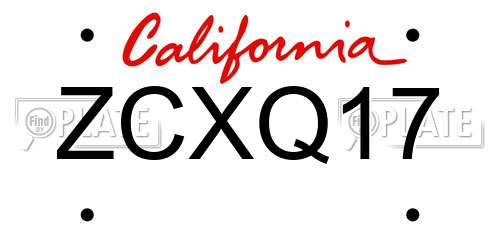 ZCXQ17 California License Plate