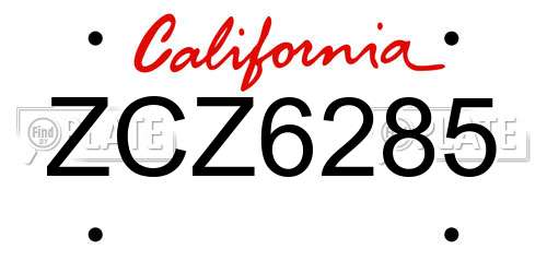 ZCZ6285 California License Plate