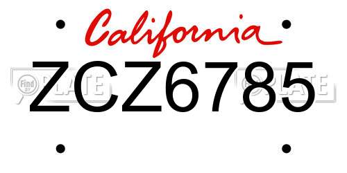 ZCZ6785 California License Plate