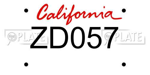 ZD057 California License Plate