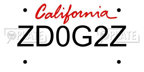 ZD0G2Z California License Plate