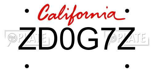 ZD0G7Z California License Plate