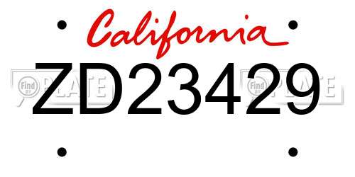 ZD23429 California License Plate
