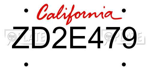 ZD2E479 California License Plate