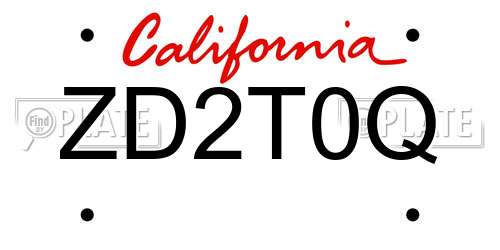 ZD2T0Q California License Plate