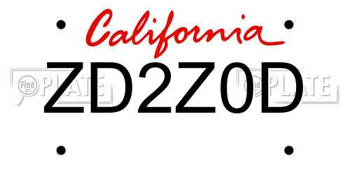 ZD2Z0D California License Plate