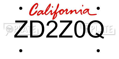ZD2Z0Q California License Plate