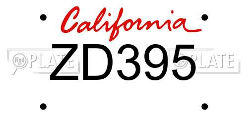 ZD395 California License Plate