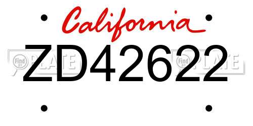ZD42622 California License Plate