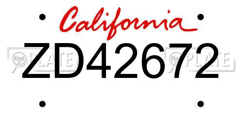ZD42672 California License Plate