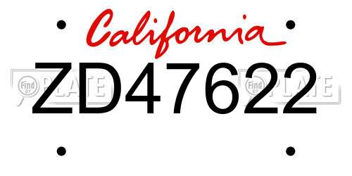 ZD47622 California License Plate