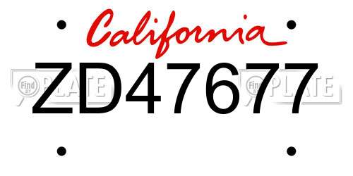 ZD47677 California License Plate