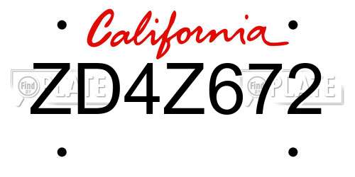 ZD4Z672 California License Plate