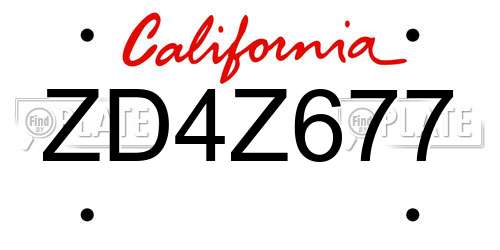 ZD4Z677 California License Plate