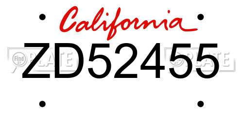 ZD52455 California License Plate