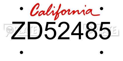 ZD52485 California License Plate
