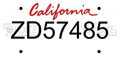 ZD57485 California License Plate