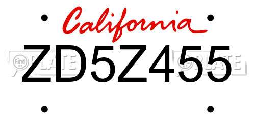 ZD5Z455 California License Plate