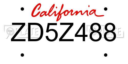 ZD5Z488 California License Plate