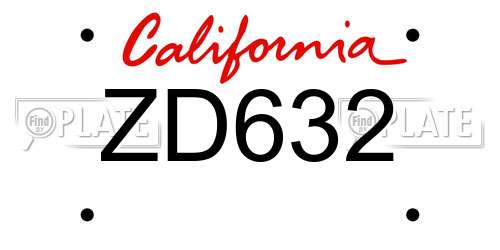 ZD632 California License Plate