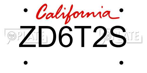 ZD6T2S California License Plate