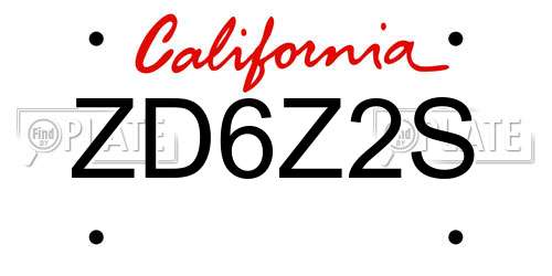 ZD6Z2S California License Plate