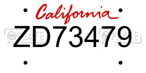 ZD73479 California License Plate
