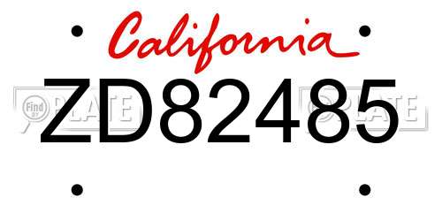 ZD82485 California License Plate
