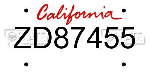 ZD87455 California License Plate