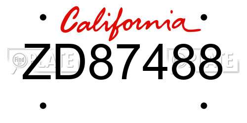 ZD87488 California License Plate