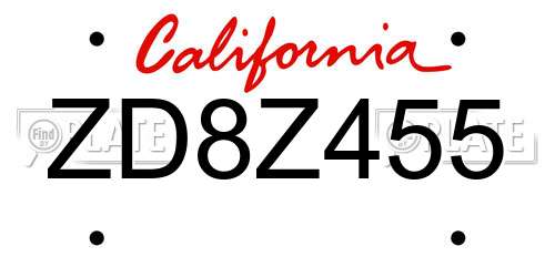 ZD8Z455 California License Plate