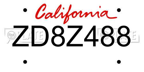ZD8Z488 California License Plate