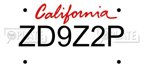 ZD9Z2P California License Plate