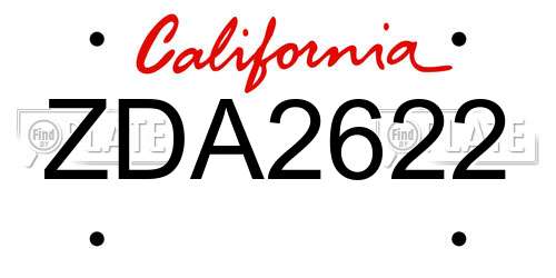 ZDA2622 California License Plate