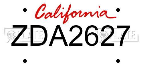 ZDA2627 California License Plate