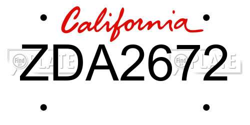 ZDA2672 California License Plate