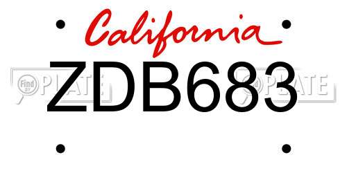 ZDB683 California License Plate